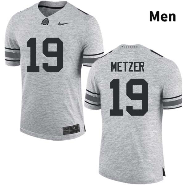 Ohio State Buckeyes Jake Metzer Men's #19 Gray Authentic Stitched College Football Jersey
